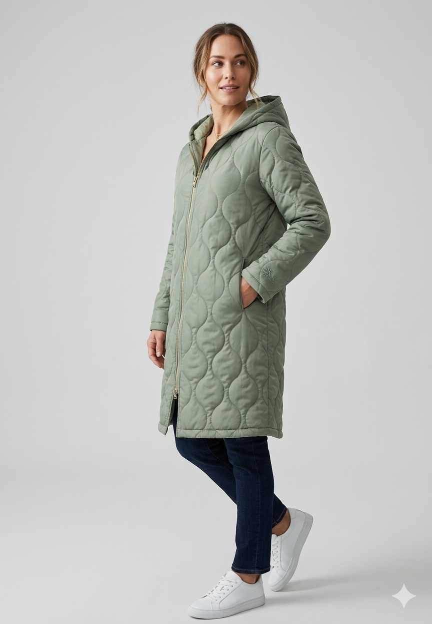 Norvielle Damen Gesteppte Kapuzenjacke Langärmlig Für Herbst Winter