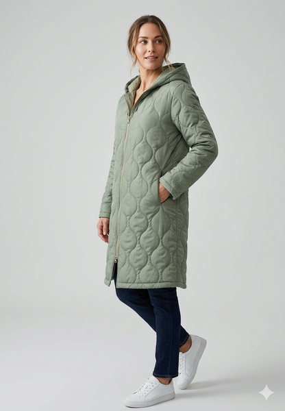 Norvielle Damen Gesteppte Kapuzenjacke Langärmlig Für Herbst Winter