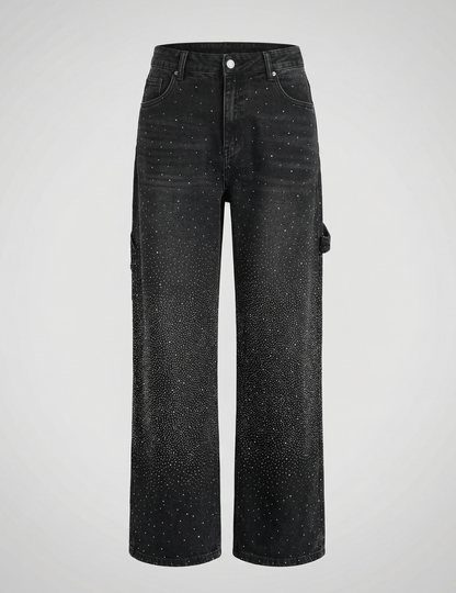 Damen Diamond Jeans Glitzer Effekt
