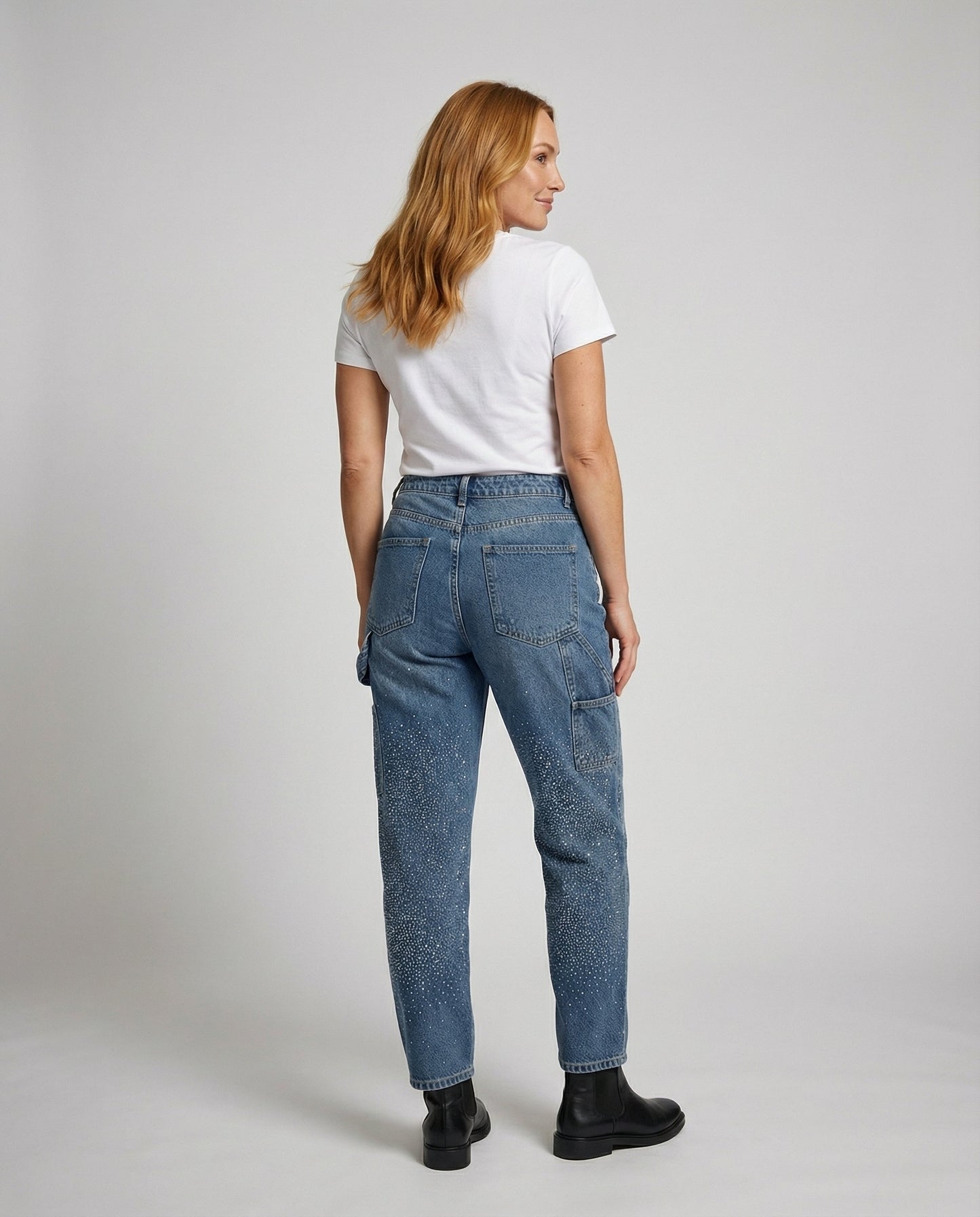 Damen Diamond Jeans Glitzer Effekt