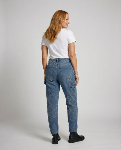 Damen Diamond Jeans Glitzer Effekt