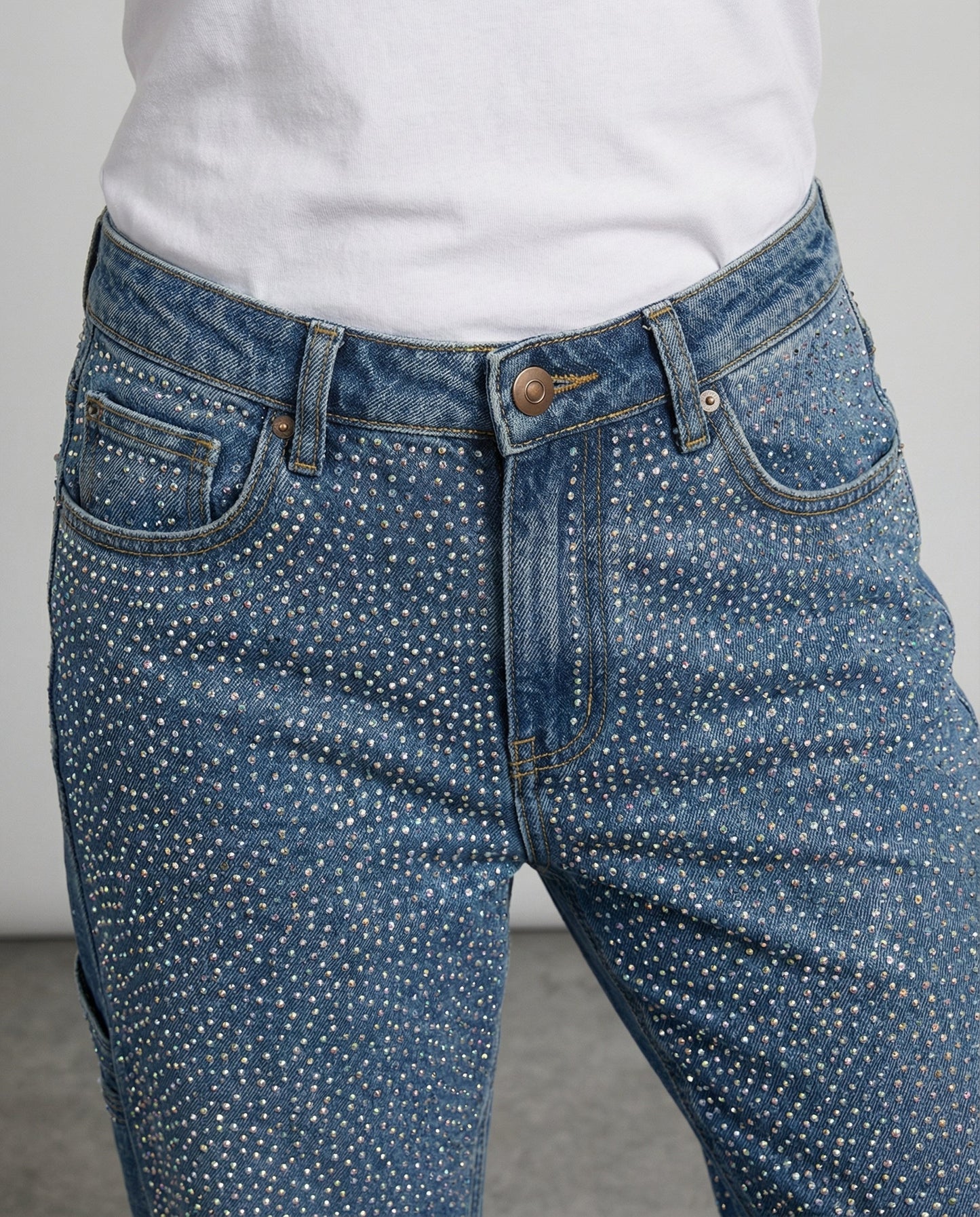 Damen Diamond Jeans Glitzer Effekt