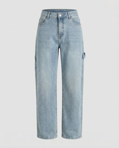 Damen Diamond Jeans Glitzer Effekt