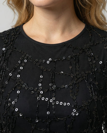 Elegantes Damen Abendkleid mit Fransen und Pailletten