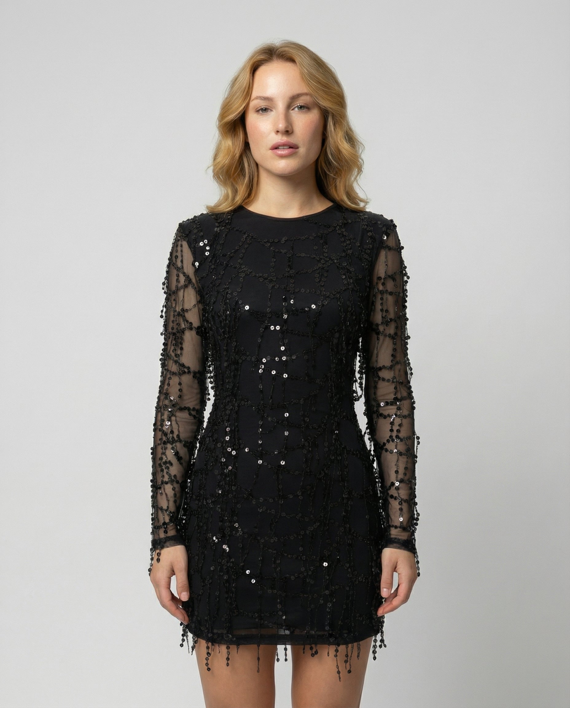 Elegantes Damen Abendkleid mit Fransen und Pailletten - Norvielle