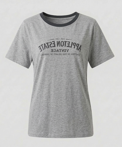 Damen T-Shirt mit Kontrastkragen und Print