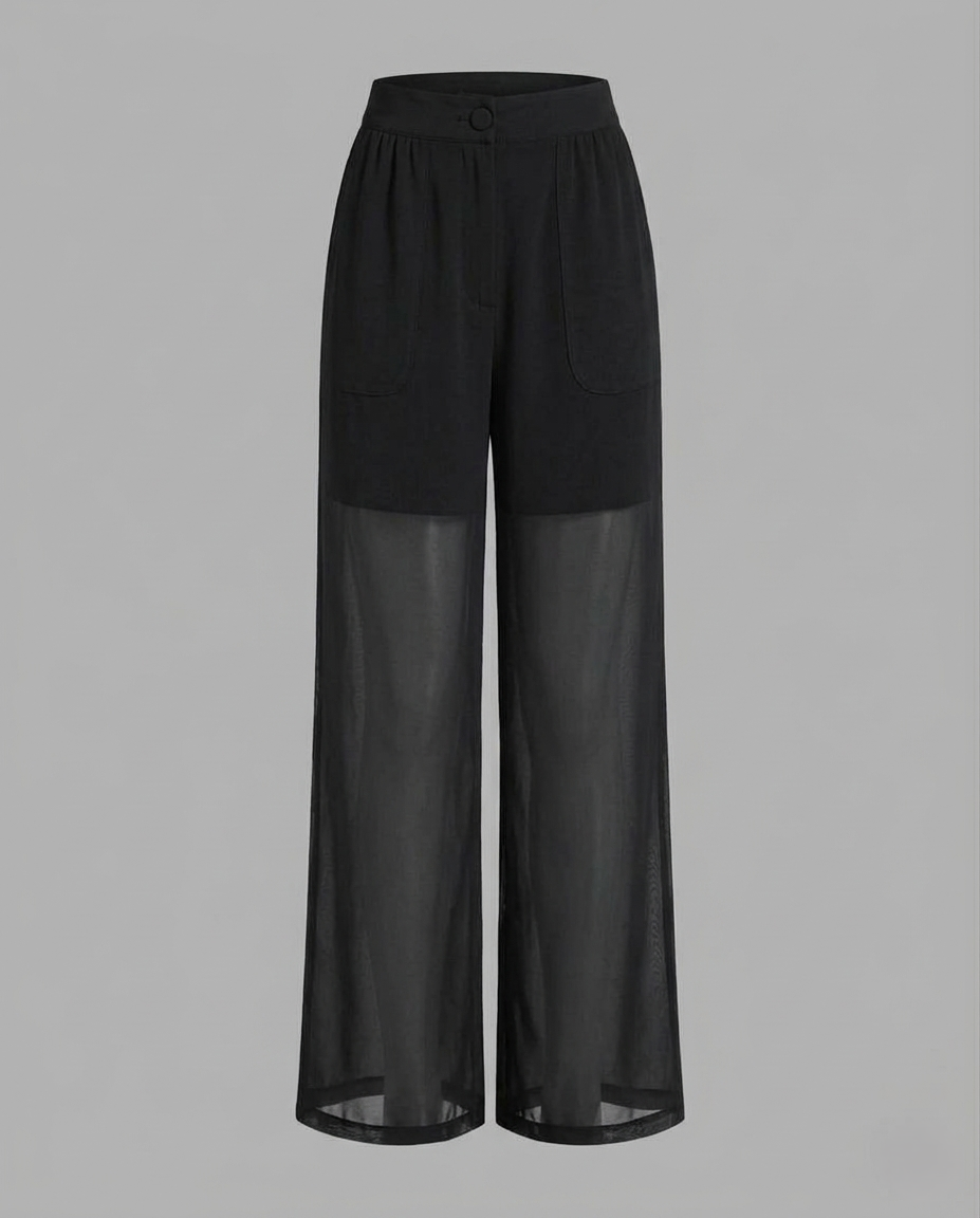 Damen Chiffonhose Weit mit Elastikbund