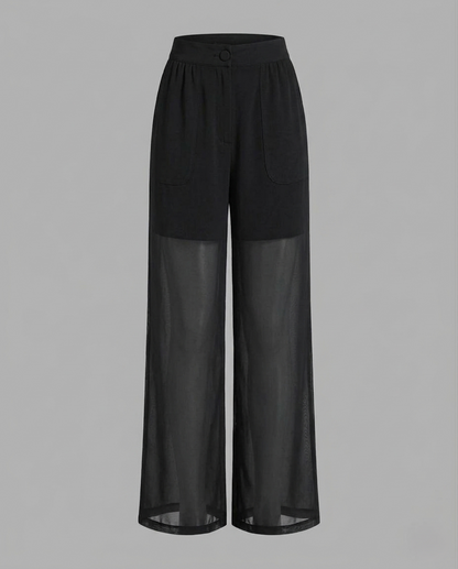 Damen Chiffonhose Weit mit Elastikbund