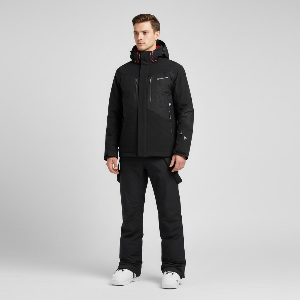 Herren Skijacke Kapuze Hose Funktionswinterbekleidung