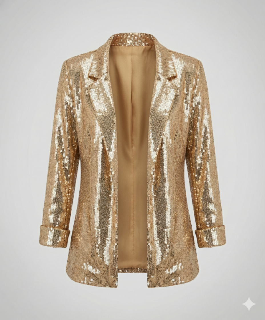 Damen Pailletten Blazer Elegantes Design