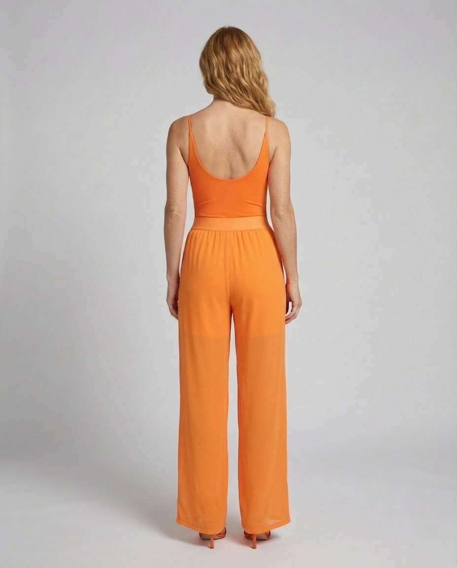 Damen Chiffonhose Weit mit Elastikbund