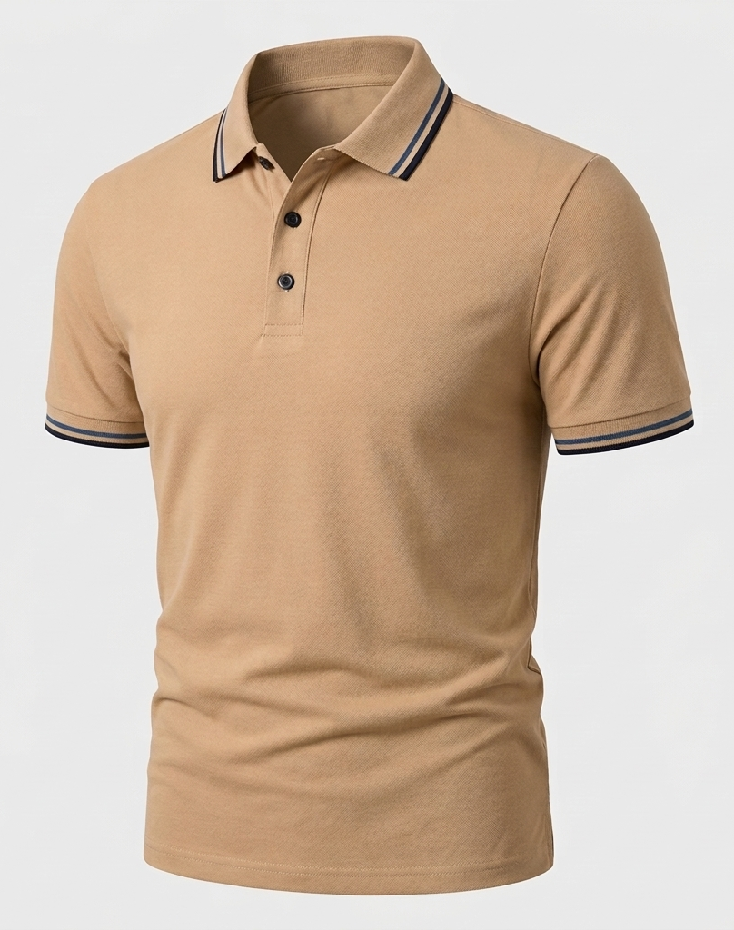 Herren Slimfit Poloshirt Kurzarm Kontrastkragen
