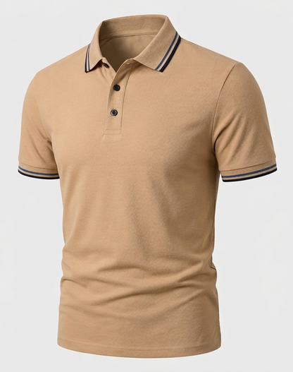 Herren Slimfit Poloshirt Kurzarm Kontrastkragen