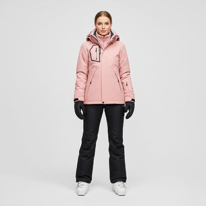 Damen Skianzug Kapuze Jacke Hose Zweiteiler Schwarz - Norvielle
