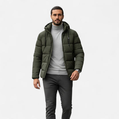 Herren Steppwinterjacke Robust Mit Kapuze - Norvielle