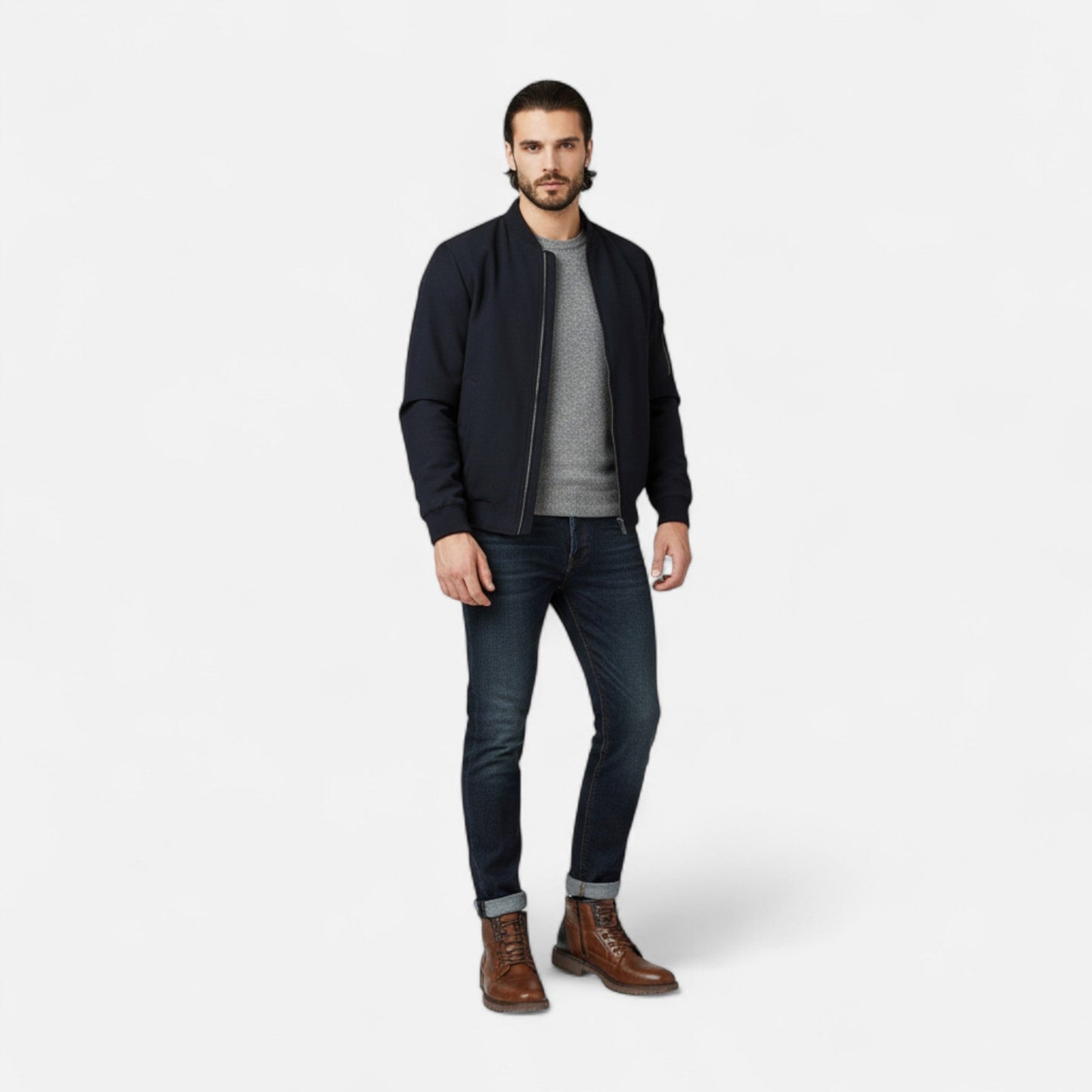 Herren Leder Stiefeletten Schnürboots Business Casual