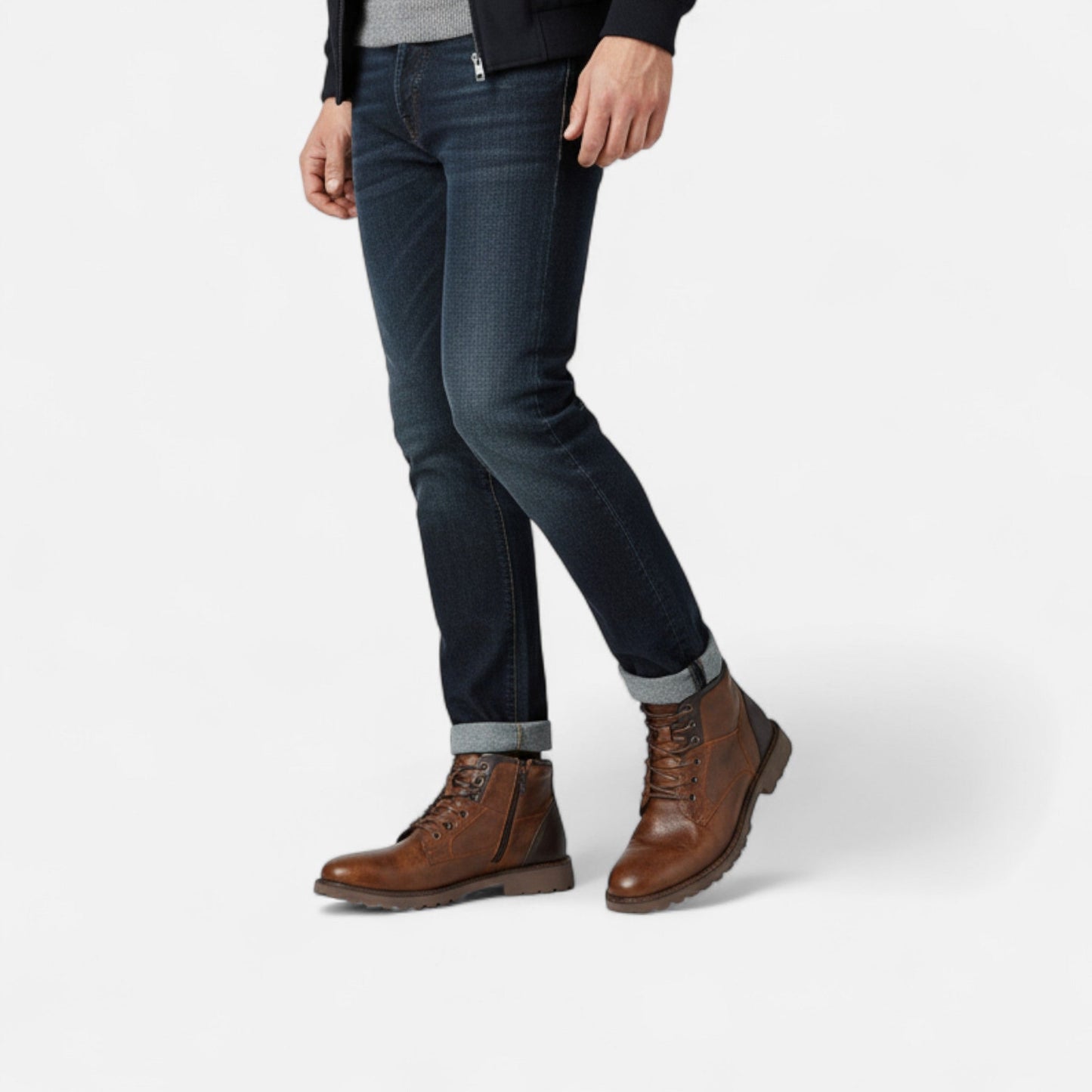Herren Leder Stiefeletten Schnürboots Business Casual