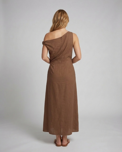Damen Maxikleid Schulterfrei Drapiert