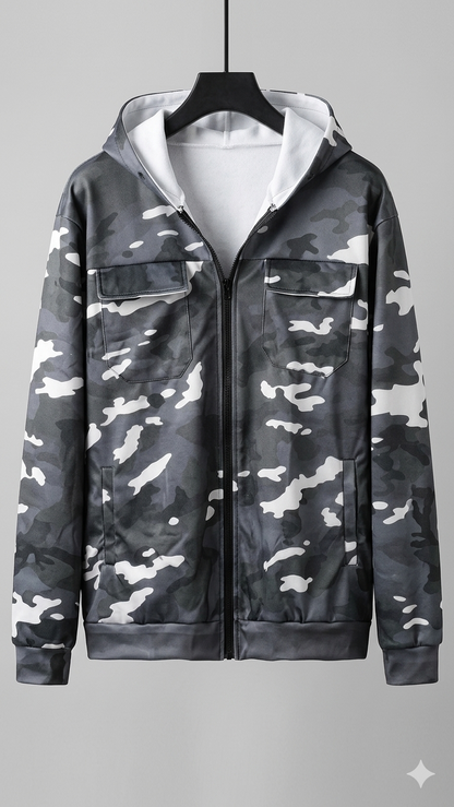 Norvielle Herren Camouflage Cargojacke Kapuze