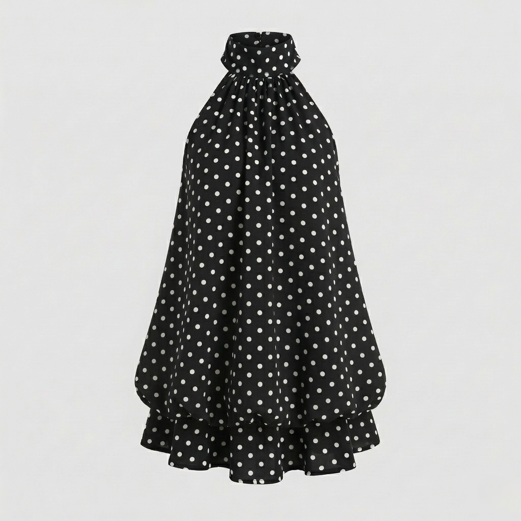 Damen Ärmelloses Volant-Kleid Lagenoptik