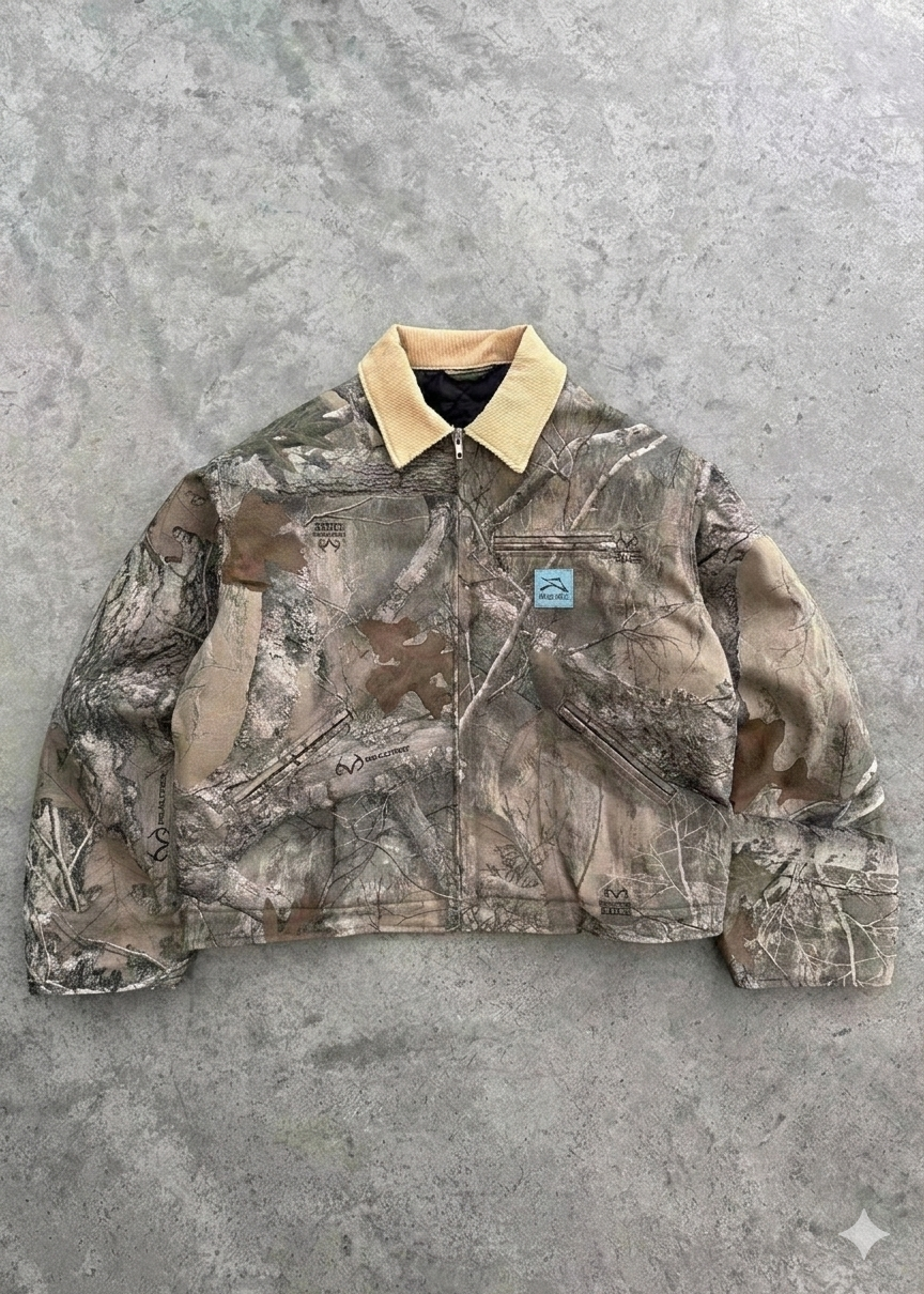Herren Freizeitjacke Camouflage-Design Hochschließender Kragen