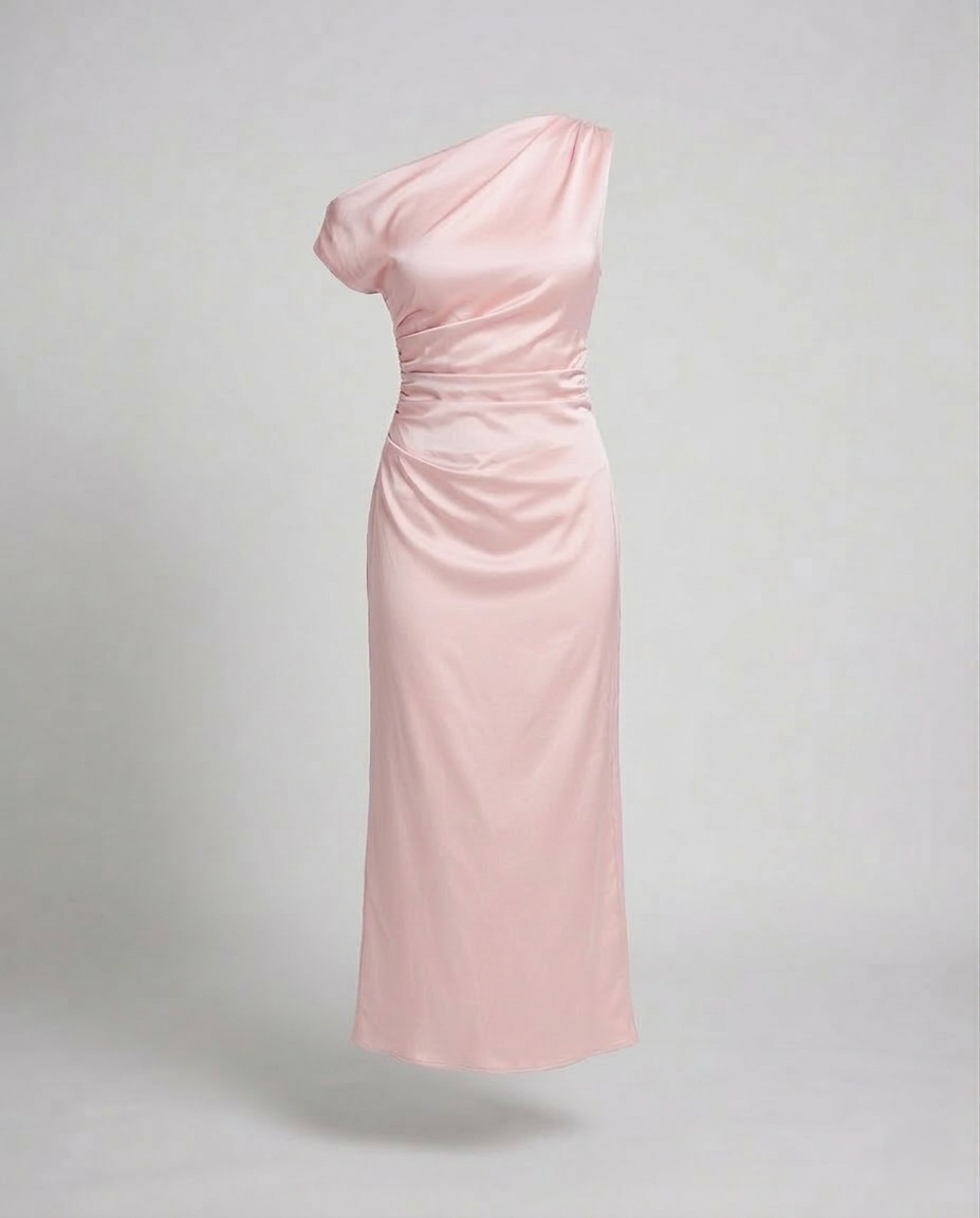 Damen Abendkleid Asymmetrisch Ein Schulter