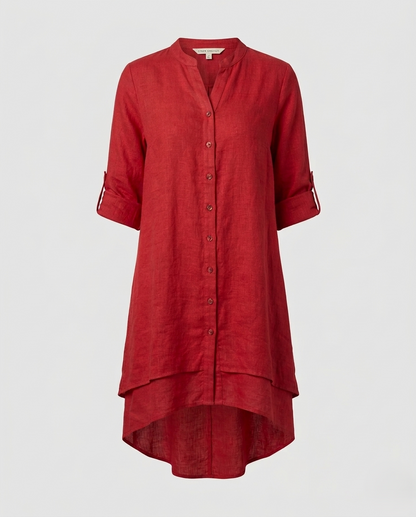 Damen Chiffon Bluse Bubikragen Doppellagiger Saum