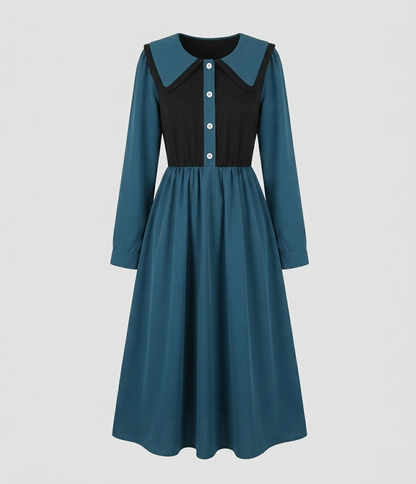 Damen Midikleid Rüschenkragen Empire