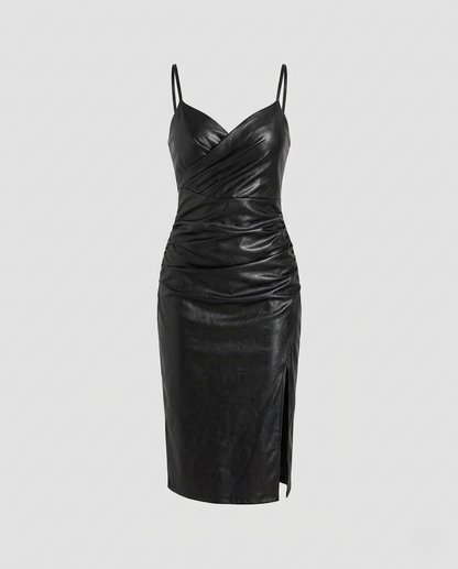 Damen Lederkleid Figurbetont
