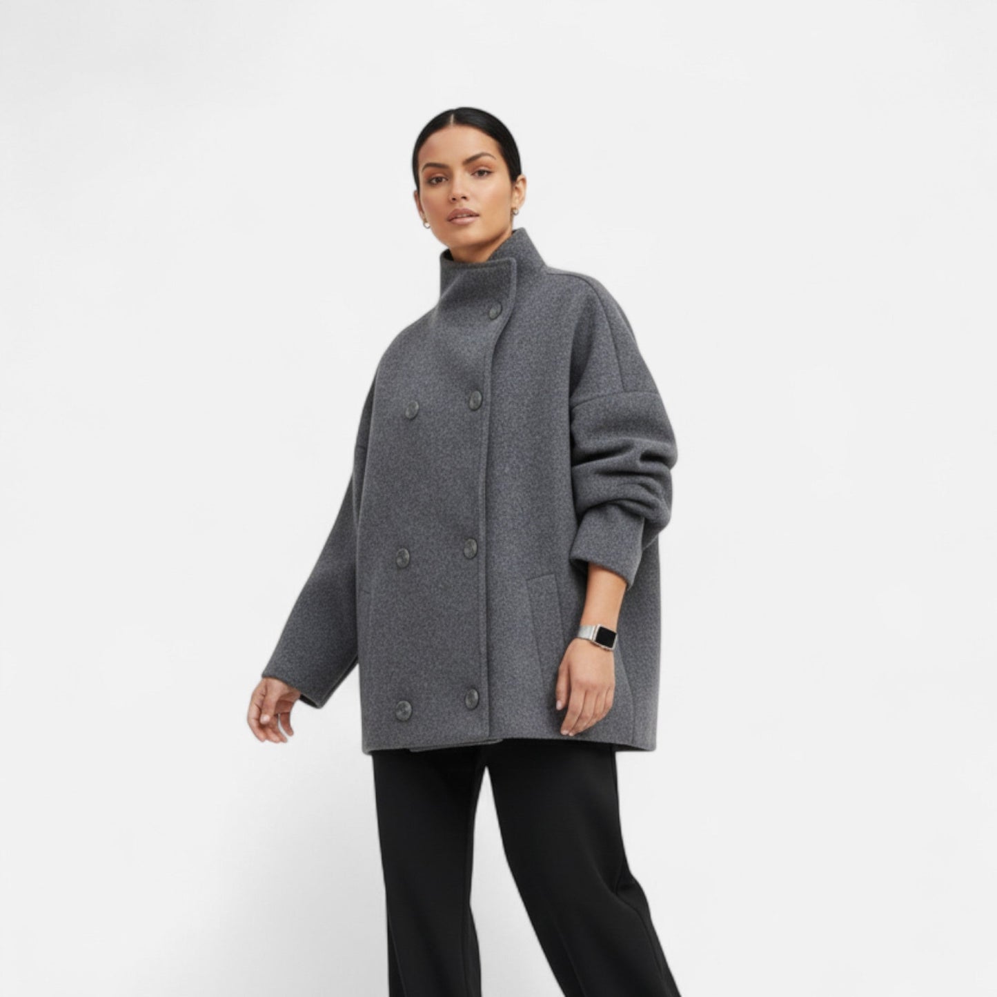 Damen Kurzjacke Stehkragen Modern Zeitlos