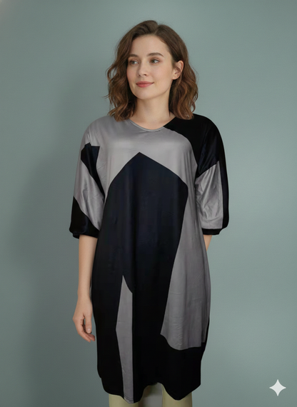 Norvielle Damenkleid V-Ausschnitt Geometrisches Muster