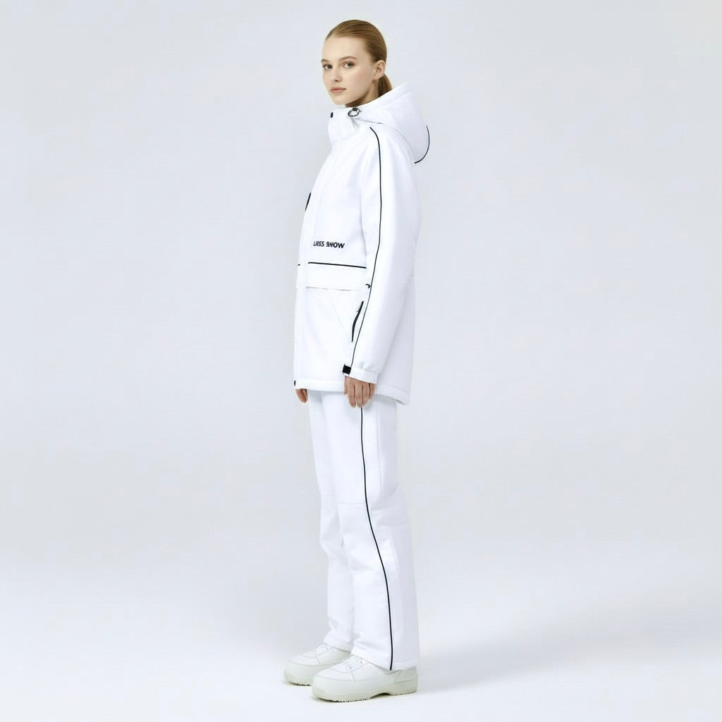 Weißer Unisex Skianzug Zweiteiler