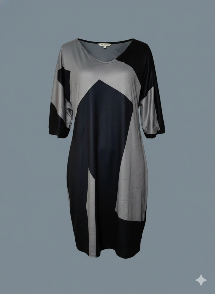 Norvielle Damenkleid V-Ausschnitt Geometrisches Muster
