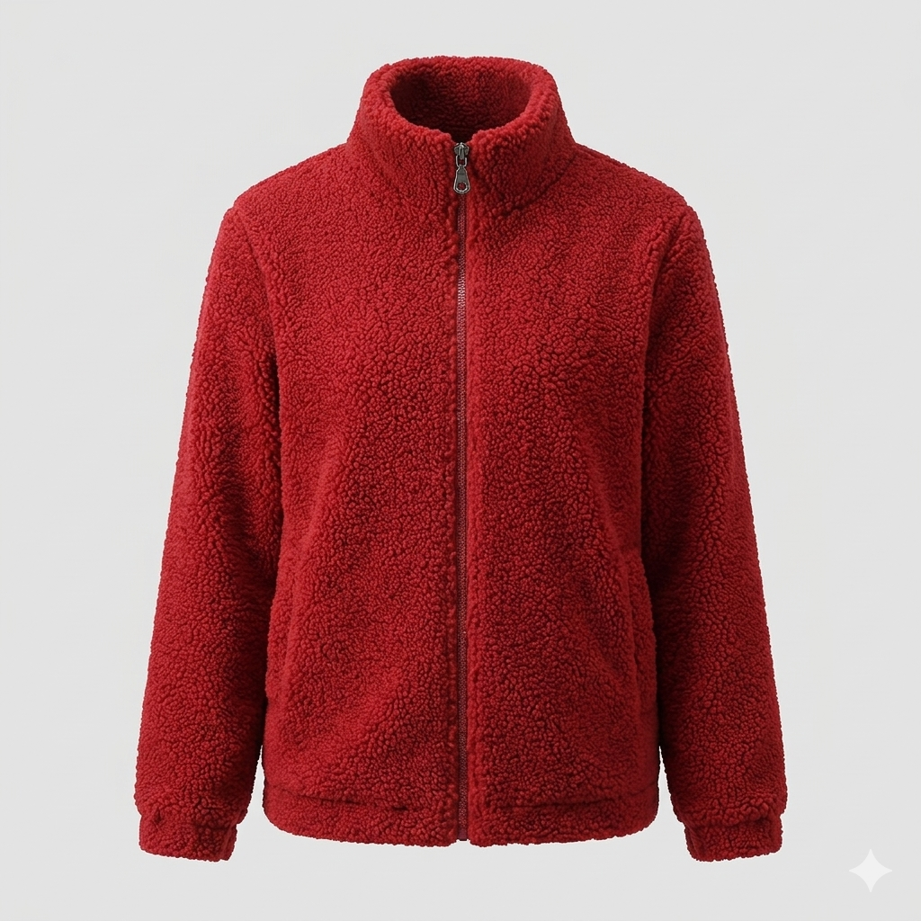 Damen Fleecejacke Flauschig Hochkragen Seitentaschen Norvielle