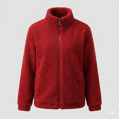 Damen Fleecejacke Flauschig Hochkragen Seitentaschen Norvielle