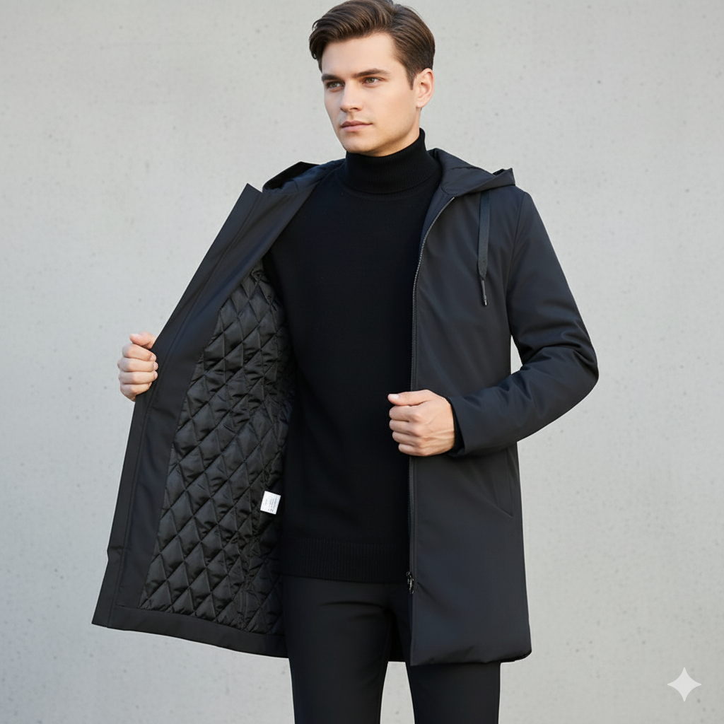 Herren Winterjacke Kapuze Reißverschluss Wind- Wasserdicht
