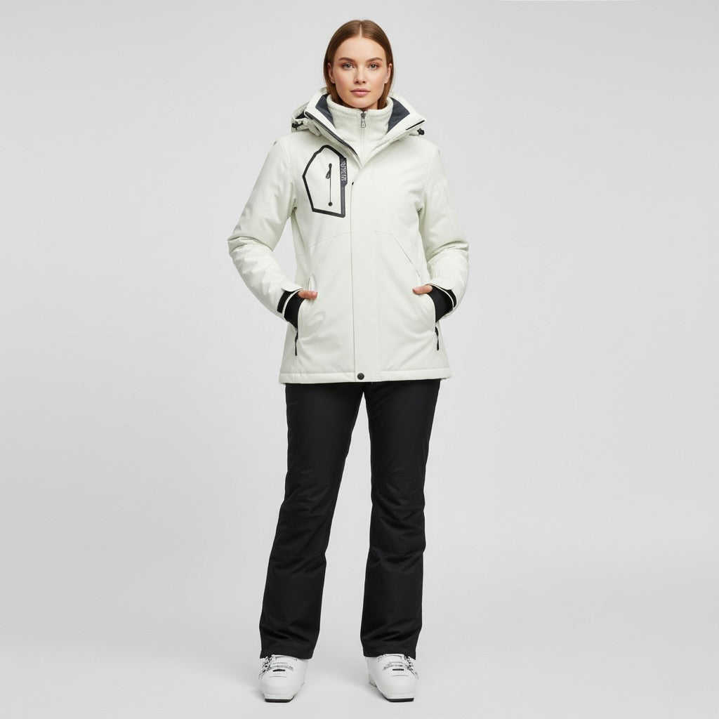 Damen Skianzug Strukturierte Jacke und Hose Wintersport Schwarz - Norvielle