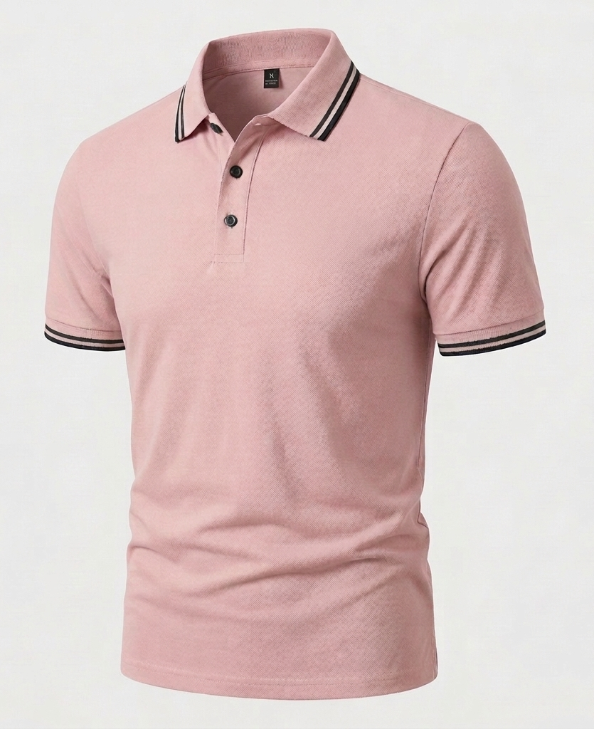 Herren Slimfit Poloshirt Kurzarm Kontrastkragen