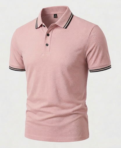 Herren Slimfit Poloshirt Kurzarm Kontrastkragen
