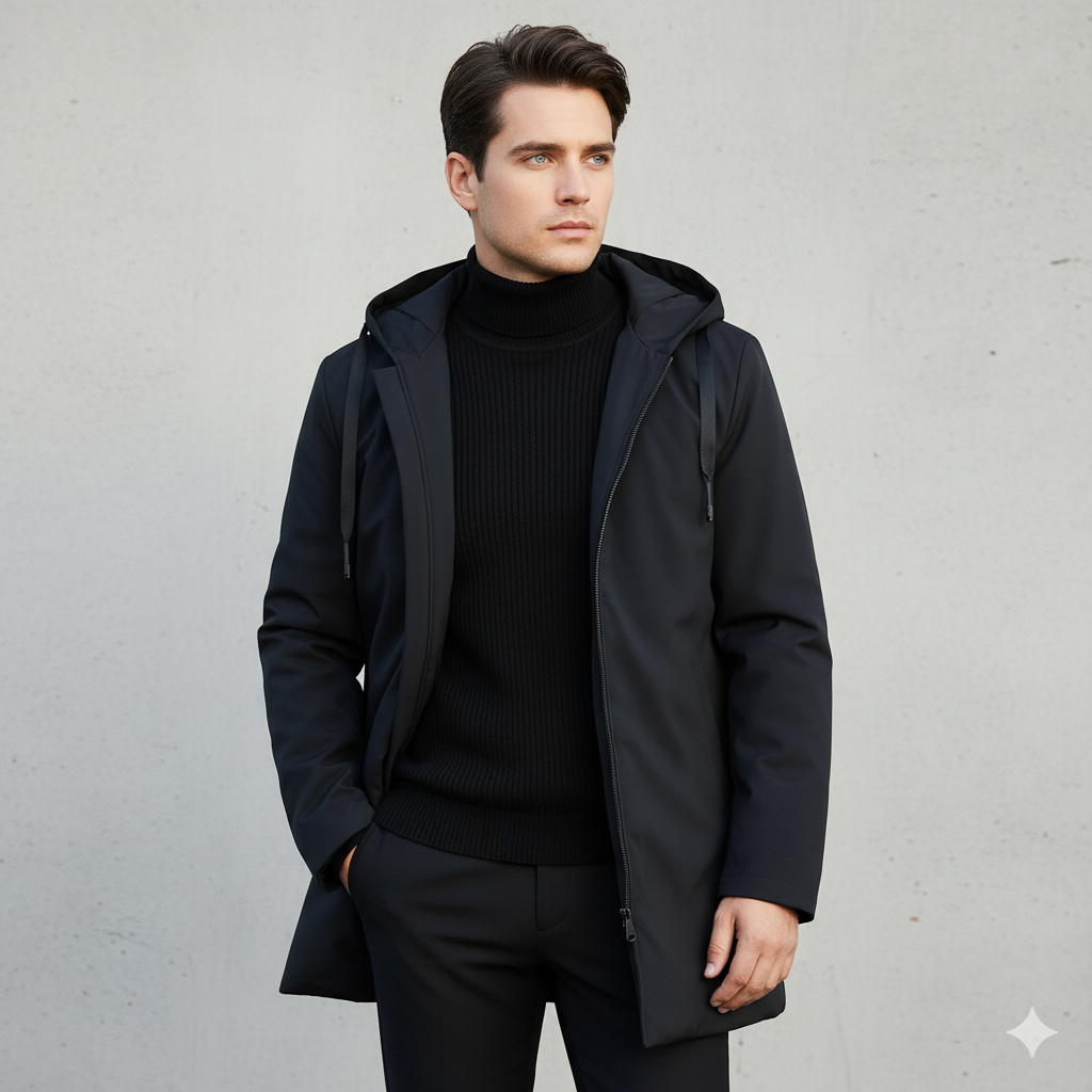 Herren Winterjacke Kapuze Reißverschluss Wind- Wasserdicht - Norvielle