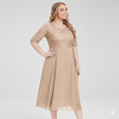 Damen Kleid Liv Chiffon Leichter Stretch Maxilänge