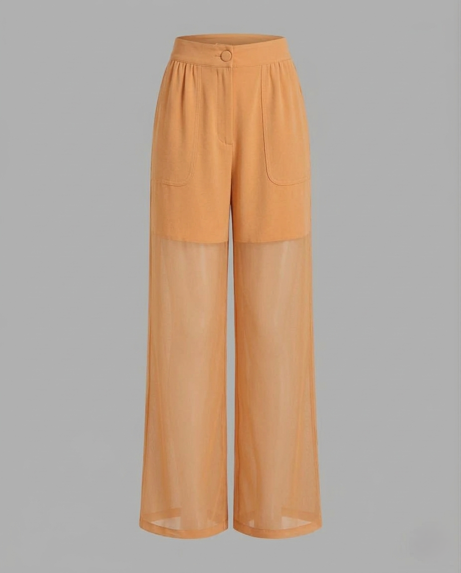 Damen Chiffonhose Weit mit Elastikbund