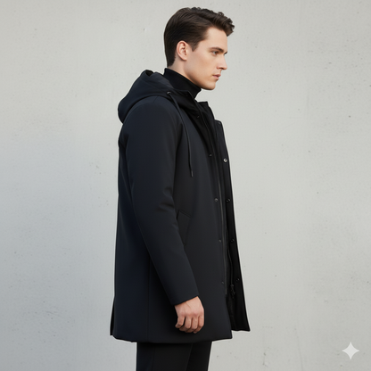 Herren Winterjacke Kapuze Reißverschluss Wind- Wasserdicht