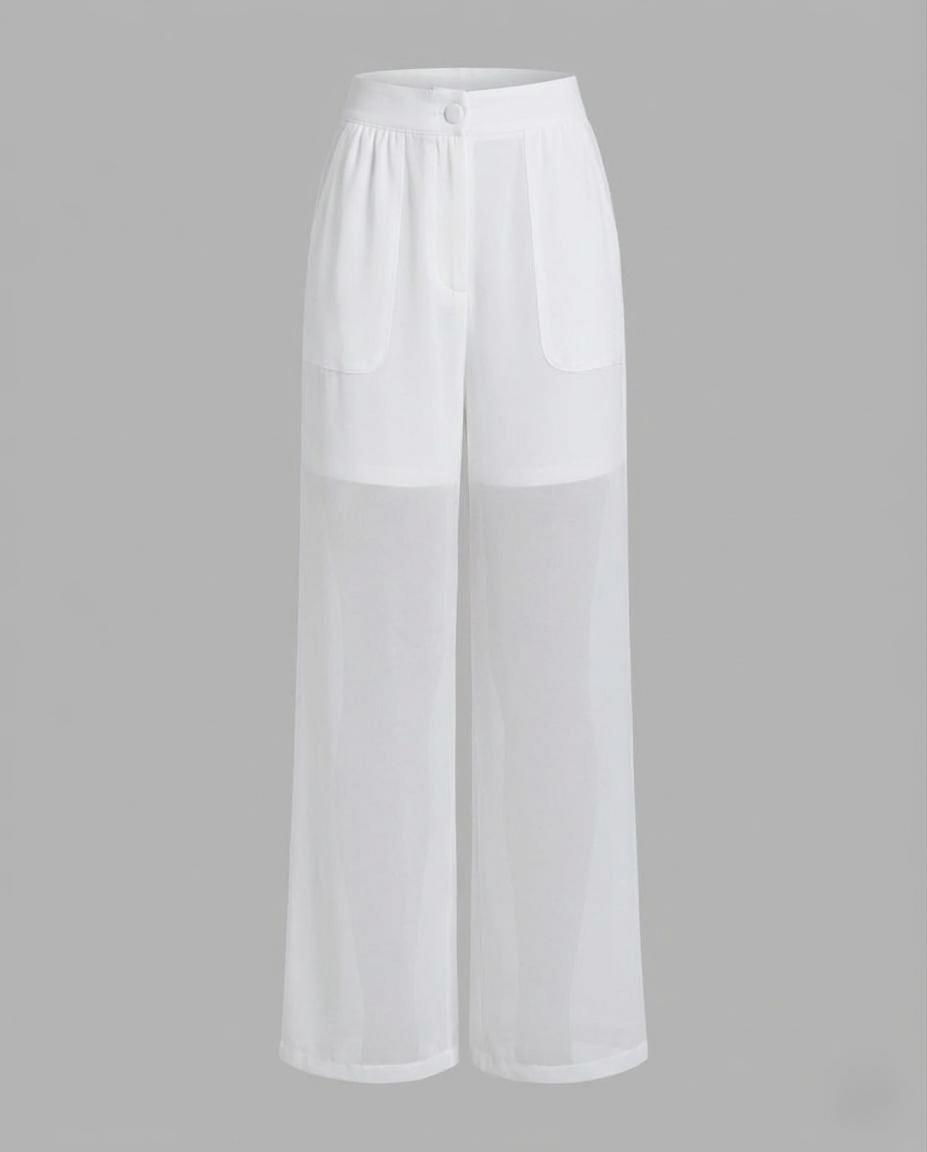 Damen Chiffonhose Weit mit Elastikbund
