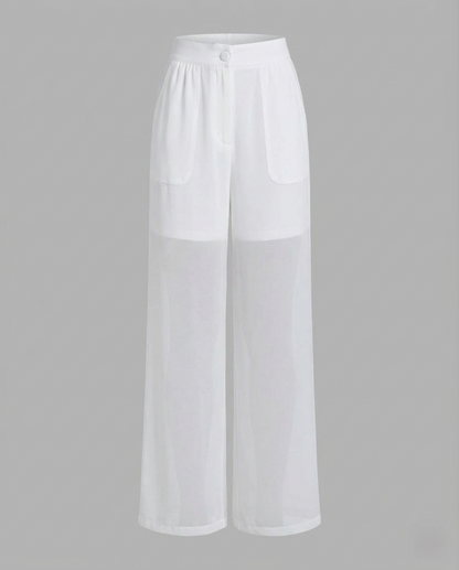 Damen Chiffonhose Weit mit Elastikbund