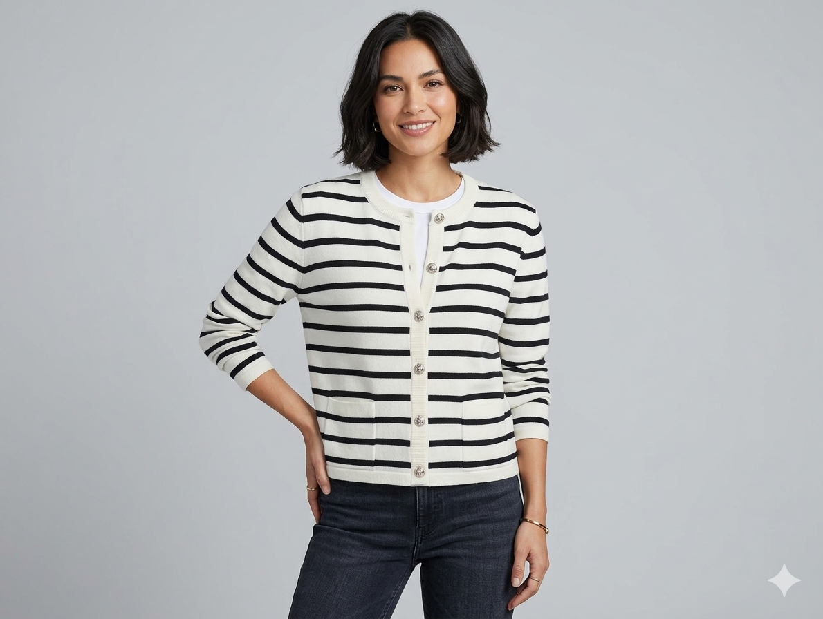 Gestreifter Damen-Cardigan