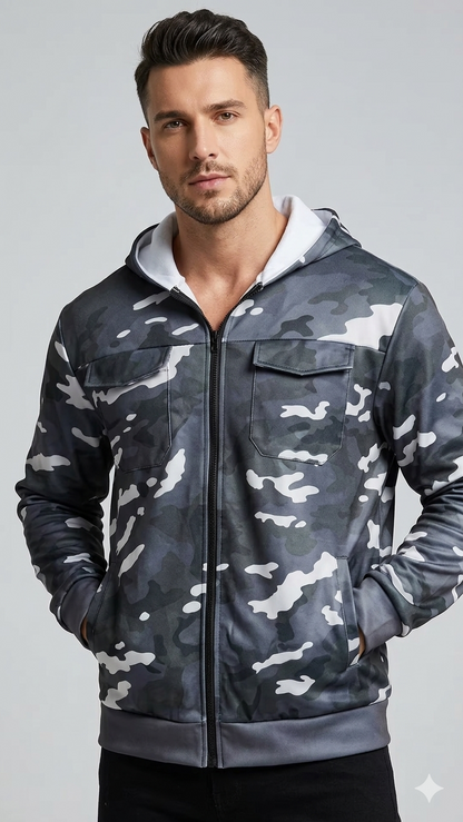 Norvielle Herren Camouflage Cargojacke Kapuze