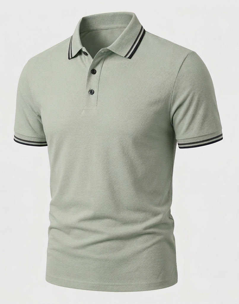 Herren Slimfit Poloshirt Kurzarm Kontrastkragen