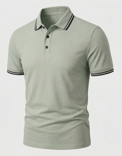 Herren Slimfit Poloshirt Kurzarm Kontrastkragen