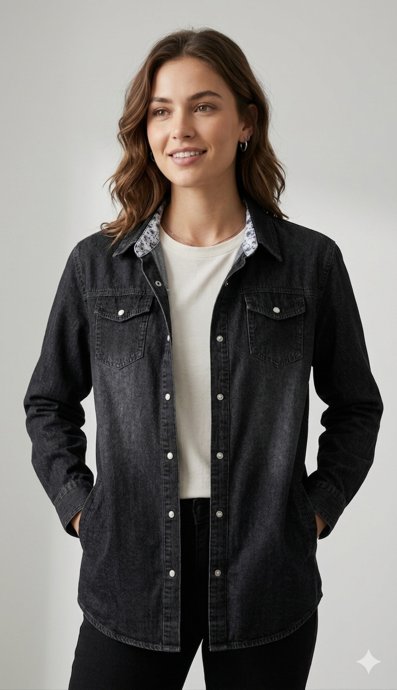 Norvielle Damen Denimjacke Lang